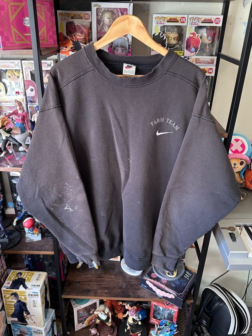 Vintage Nike Sweatshirt Dark Brown Farm Team Swoosh Men’s L White Tag Faded